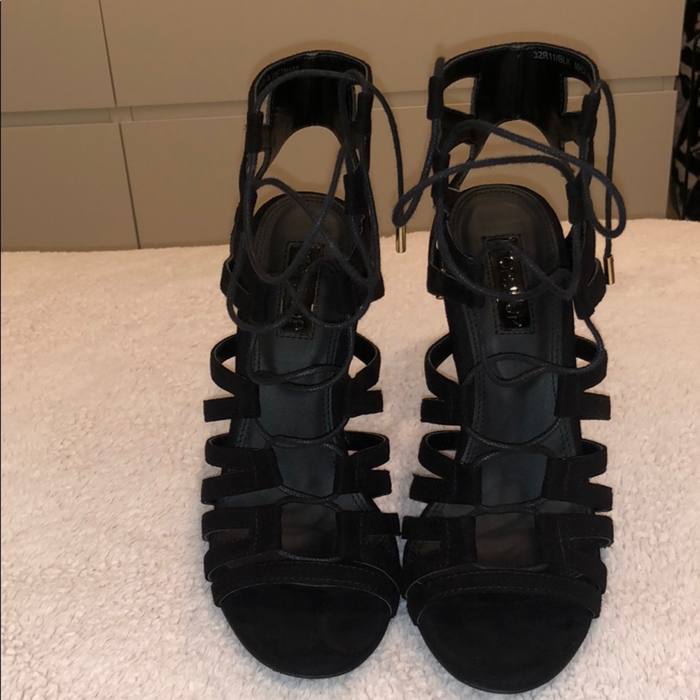 Black Topshop lace up heels